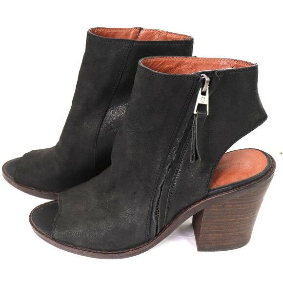 Lucky Brand Terrie Peep Toe Leather Booties size 7 - Picture 3 of 9